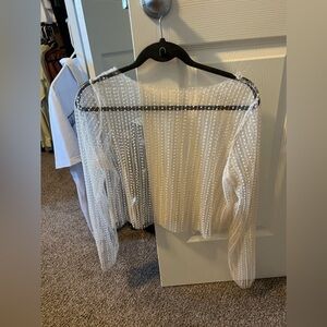Altard state ivory/white beaded long sleeve with ivory or white cami included.